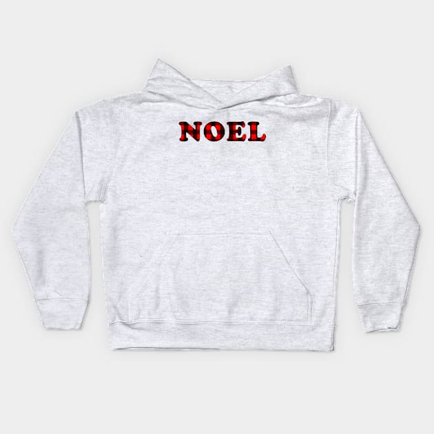 'Noel' Phrase in Buffalo Plaid Kids Hoodie by bumblefuzzies